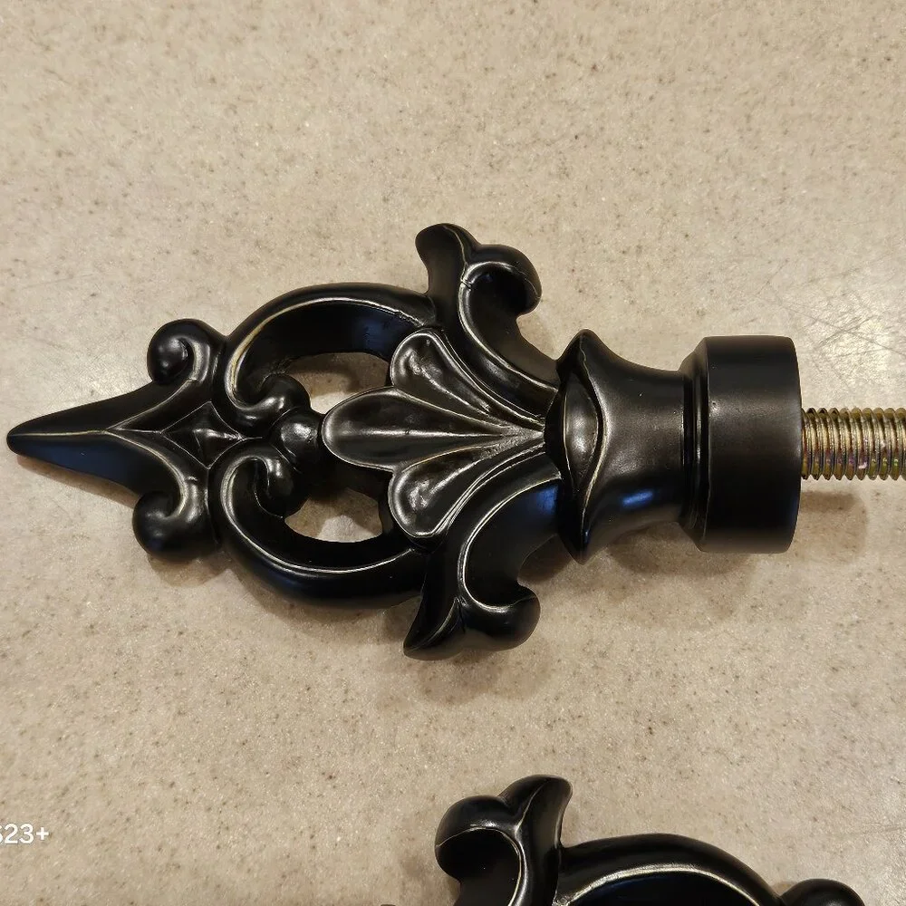 RARE NEW PAIR FRONTGATE FLOURISH OUTDOOR ALL WEATHER ORB CURTAIN ROD FINIAL END